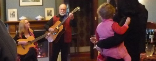 Rachel performing with her father Alan